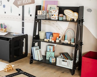 Children's bookcase, children's shelf with open storage space, open toy organizer, kids' storage rack, Montessori shelf