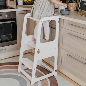 Convertible Montessori Kitchen Tower, Toddler Step Stool, Observation Learning Stand