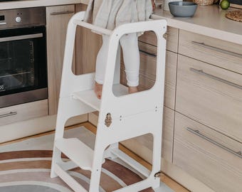 Tour de cuisine Montessori convertible, marchepied pour tout-petits, support d'observation et d'apprentissage