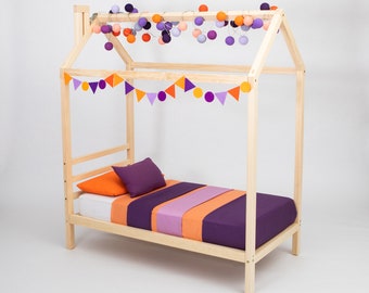 Cama de suelo Montessori para niños pequeños con barandillas, estructura de cama para niño, cama Montessori para niños, cama para niños pequeños, estructura de cama individual, cama alta para niños pequeños