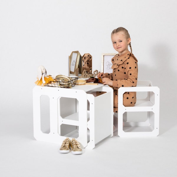 Kids table, montessori table or chair, Kids wooden table childrens table kids table and chair Adjustable weaning table Weaning chair