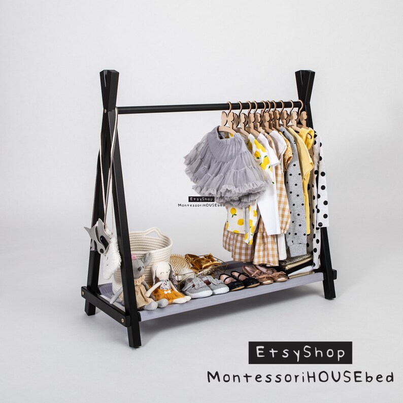 Montessori Teepee Style Clothing Rack With Storage Kids Room - Etsy