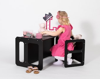 Mesa Montessori para niños, mesa de madera o silla para niños pequeños, taburete escalonado, conjunto de silla de cubo, silla para niños, mesa para niños, silla de destete, mesa de destete