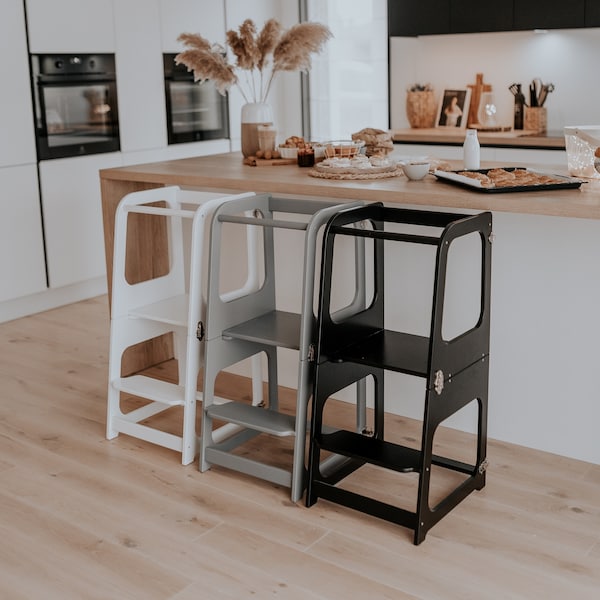 2-in-1 Transformable kitchen tower, Kitchen step stool Kitchen stool Safety stool Kid Step Stool Weaning table and chair Montessori tower