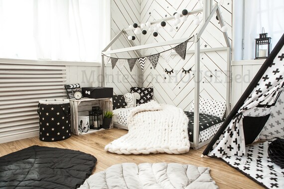 Toddler House Bed Without Slats Montessori Floor Bed Kid S Bed Wood Bed Kid S Bedroom House Shaped Bed