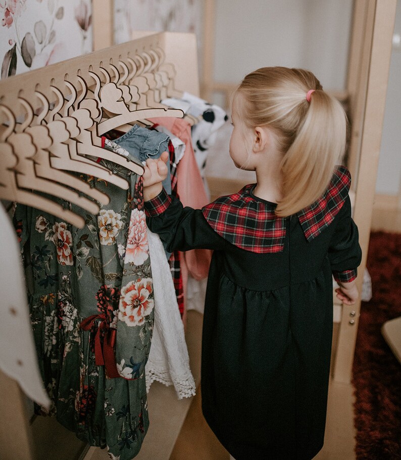 Kids dress up clothes hanger Timber Clothing rack Kids clothes Etsy