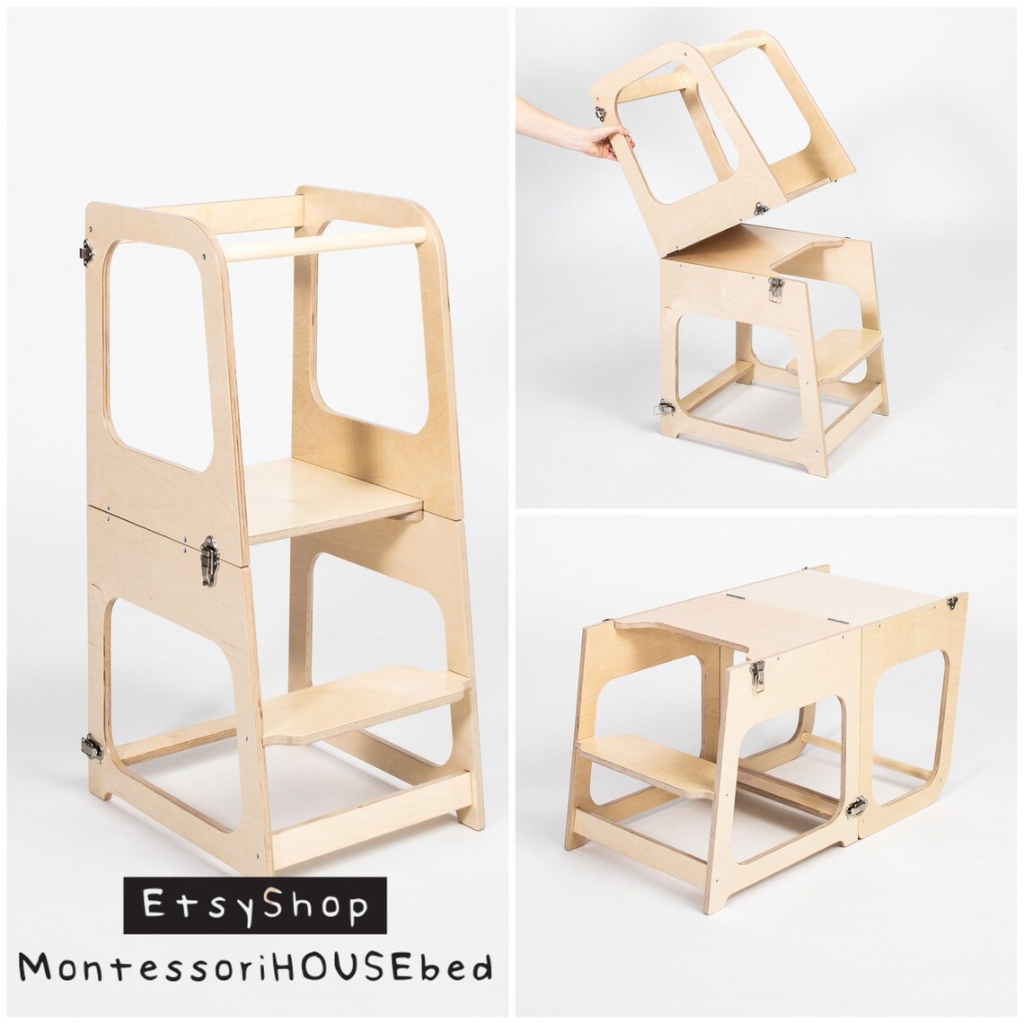 Montessori Tower Learning Stool Toddler Step Stool Activity Etsy