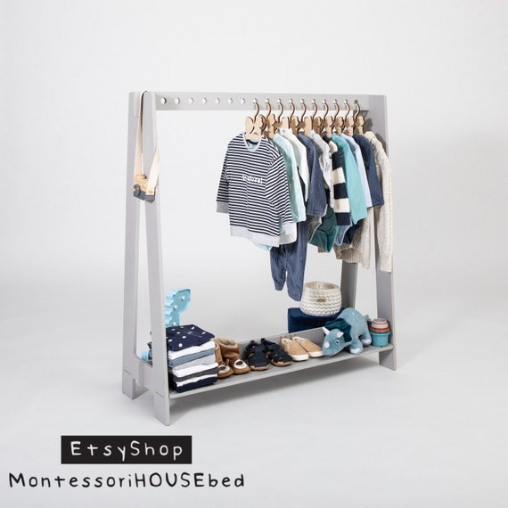 Children Wardrobe Wood Clothing Rack Wood Clothes Rack a Etsy