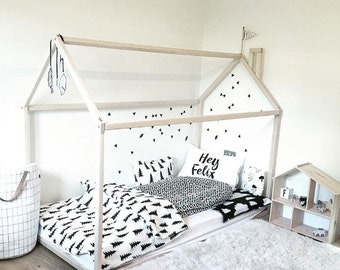 Marco de cama Montessori, cama para niños pequeños, cama de plataforma, marco de cama de casa de madera, cama de madera para tienda, cama para niños, cama de tipi de casa de madera