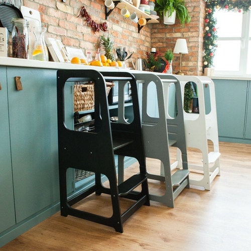 Toddler step stool Montessori tower Toddler kitchen tower, Kitchen step stool for kids step stool Learning stool, Toddler tower