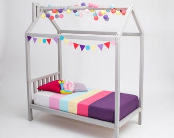 House bed on legs, Toddler bed Junior bed for boys Daybed for Kids canopy bed House shaped bed for girls, Kids bed frame Wood bed frame