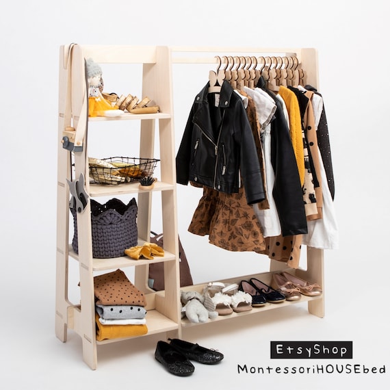Childrens clothing rack wooden hot sale