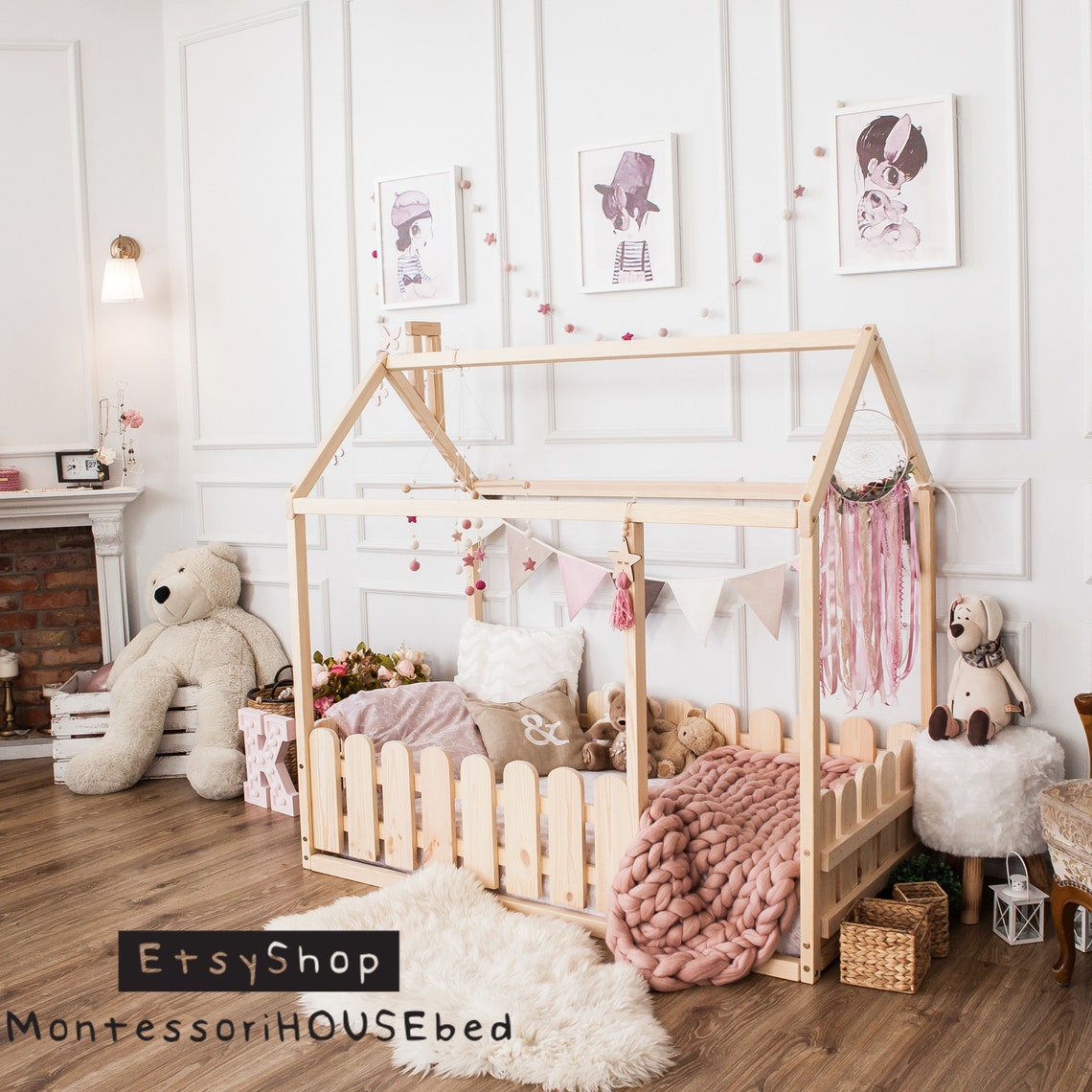 Toddler Bed Montessori Toddler Floor House Bed Kid Bed Toddler Etsy