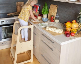 Kitchen tower Montessori step stool for Kids step stool Adjustable tower, Toddler cooking tower Toddler step stool Montessori tower for kids