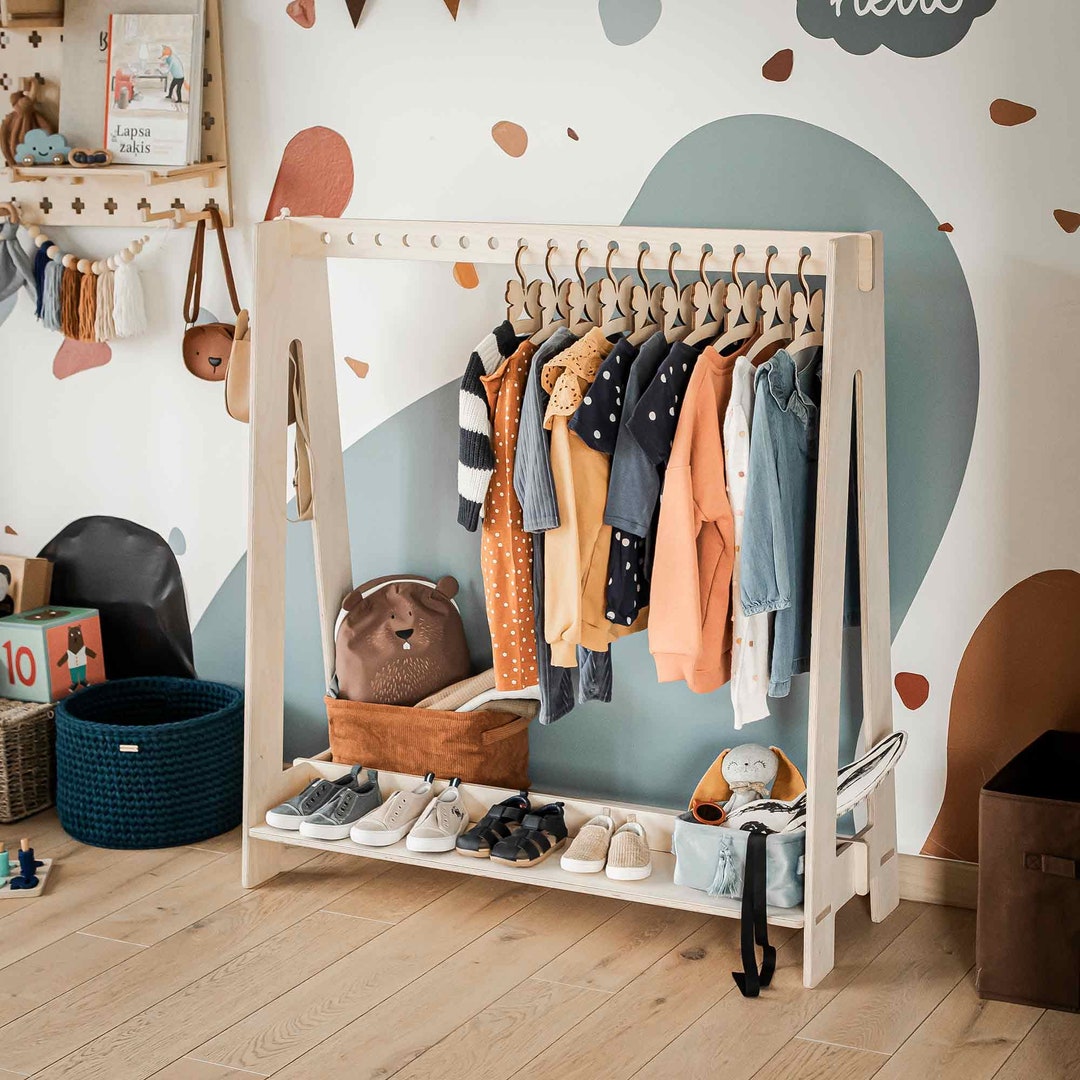 Toddler Clothing Rack for Children Dress up Rack Hanging Rack Wood Clothing Rack Nursery Furniture Child Clothes Rack Children s Wardrobe Etsy