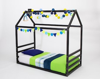 Toddler bed frame, Montessori Kid's House Bed Frame, Montessori Floor Bed with Slats