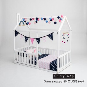 Playroom, furniture, floor bed, teepee bed frame, floor bed, wooden toddler bed, wooden bed, house bed frame, Montessori bed, platform bed, kids bed, play house, canopy tent, children bed, floor house bed, house shaped bed, Montessori bed, wooden bed