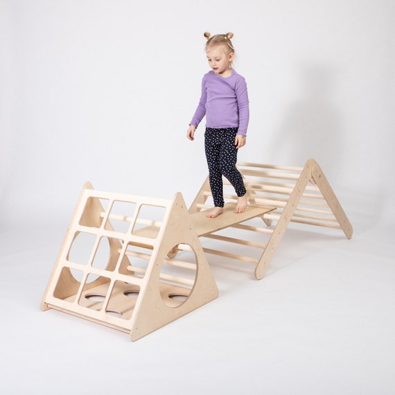 Grimpeur pliable de bébé de triangle, salle de gym de bébé en bois de  grimpeur montessori, cadeau de Noël escalade triangle aire de jeux  intérieure en bois jouet baby gym 