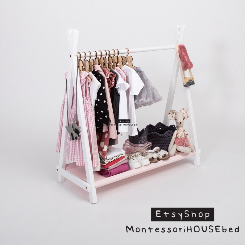 Montessori Teepee Style Clothing Rack With Storage Kids Room Etsy