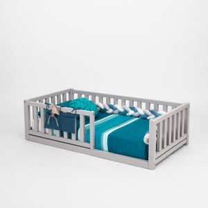 Cama para niños pequeños marco de la cama del piso Marco de la cama de madera maciza Cama Montessori doble, Cama para niños, Cama de día, Sofá cama, Cama de piso para niños pequeños Cama Montessori Cama de día