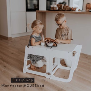 Montessori tower, kitchen chair, kid table and chair, table and stool, wean table, Montessori kitchen, wood step stool, toddler step stool, stepping stool, kid step stool, table and stool, learning tower, activity tower, kitchen help tower, lernturm