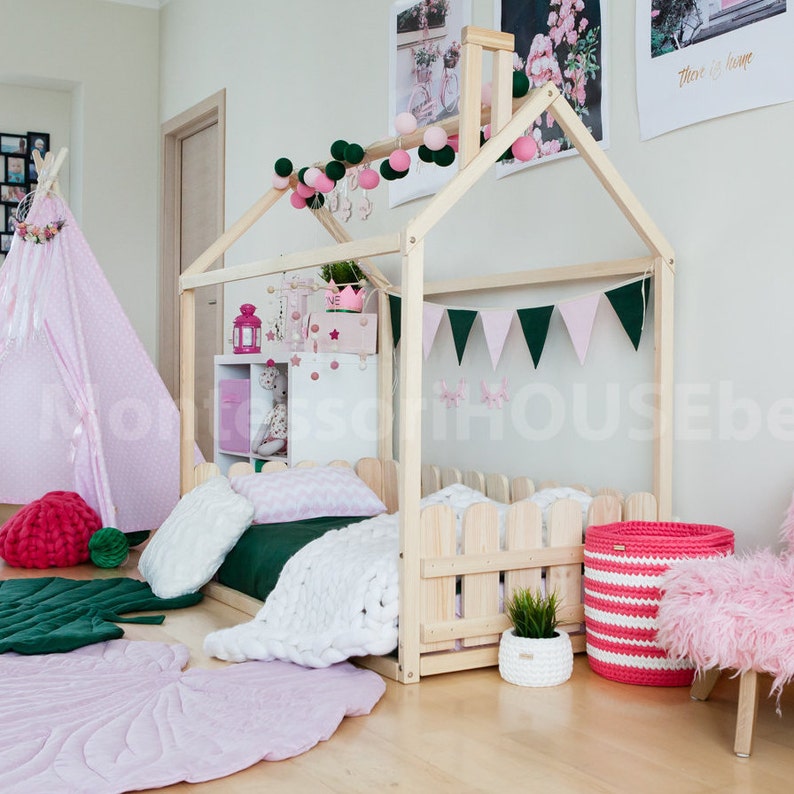 Baby bed twin bed frame Kids teepee tent bed is wood house Etsy