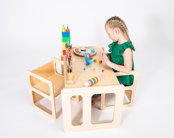 Mesa Montessori, juego de mesa para niños pequeños, mesa y sillas para el destete, muebles Montessori, muebles para niños pequeños, juego de mesa preescolar