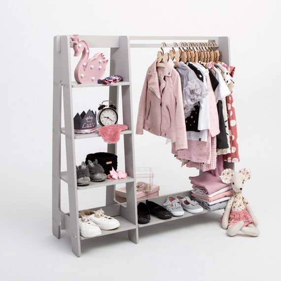 KIDS CLOTHING RACK Type A With Shelf, Wood Clothes Rack, Montessori Clothe  Hanging Rack and Shelf, Kids Wardrobe Christmas Gift for Kids 