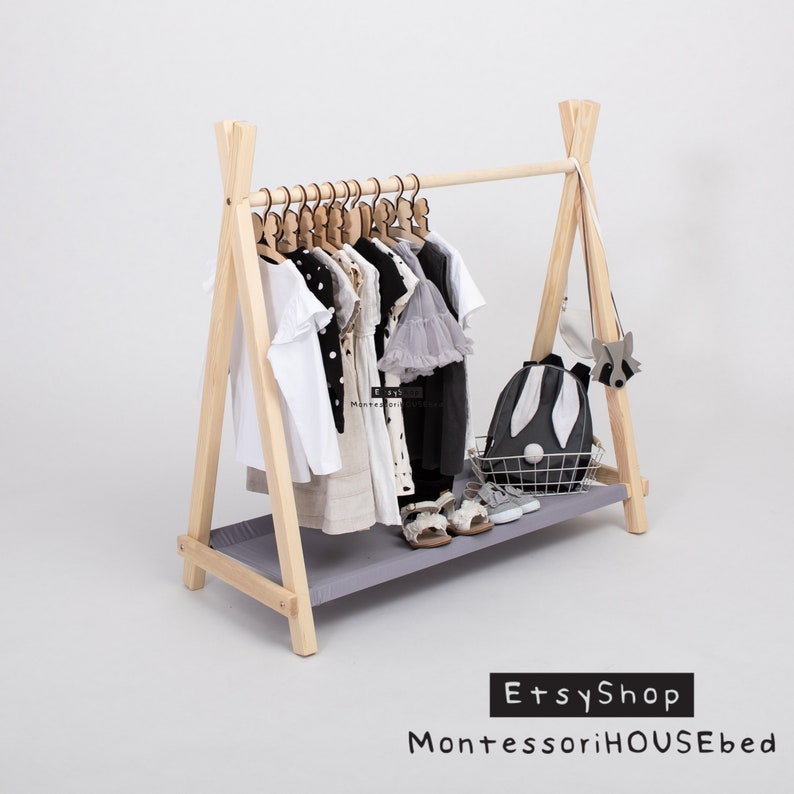 Montessori Teepee Style Clothing Rack With Storage Kids Room - Etsy