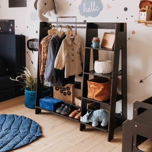 Toddler clothing rack for children, Dress up rack Hanging rack, Wood clothing rack Nursery furniture Child clothes rack Children's wardrobe