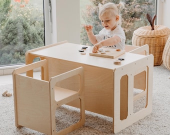Montessori wooden kids play table set, Toddler table set OR Preschool Learning table or chair, Weaning table, Kids play table Table for Kids