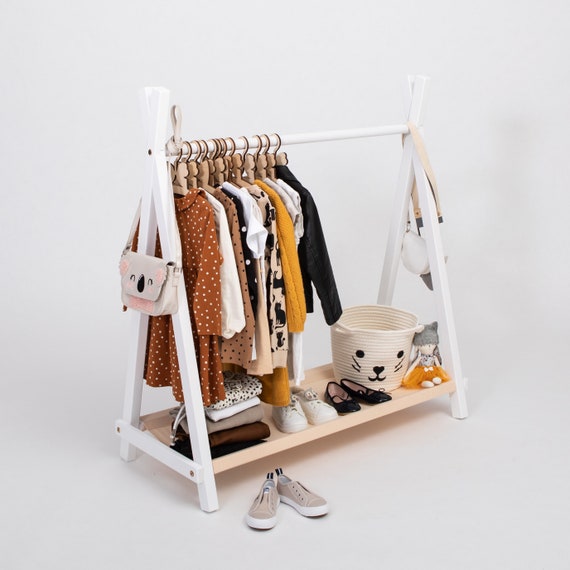Children Wardrobe Wood Clothing Rack Wood Clothes Rack a Frame