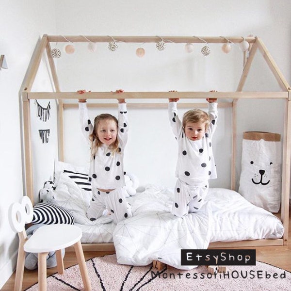 Montessori furniture kids bed Wooden house bed frame, platform bed, Teepee bed, Wood bed frame, Tent bed, Wood house bed platform bed SLATS