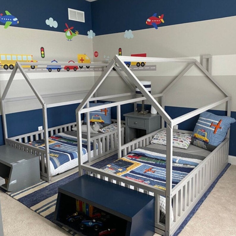 Playroom, furniture, floor bed, teepee bed frame, floor bed, wooden toddler bed, wooden bed, house bed frame, Montessori bed, platform bed, kids bed, play house, canopy tent, children bed, floor house bed, house shaped bed, Montessori bed, wooden bed