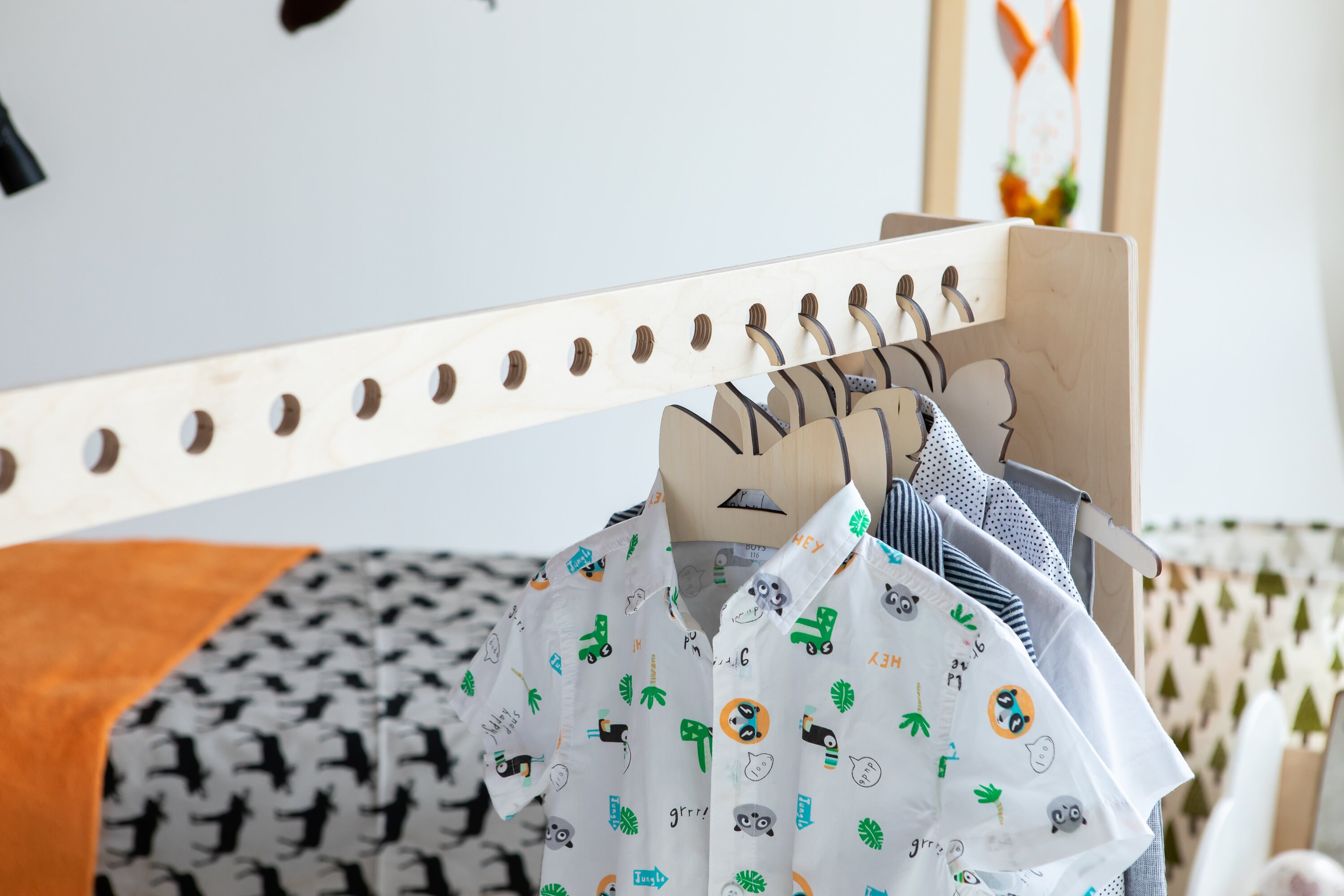 Kids dress up clothes hanger Timber Clothing rack Kids clothes Etsy