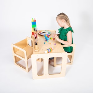 Montessori table, Toddler table set  Weaning table and chairs Montessori Furniture Toddler Furniture Preschool Table Set SHIPS OUT in 1 day