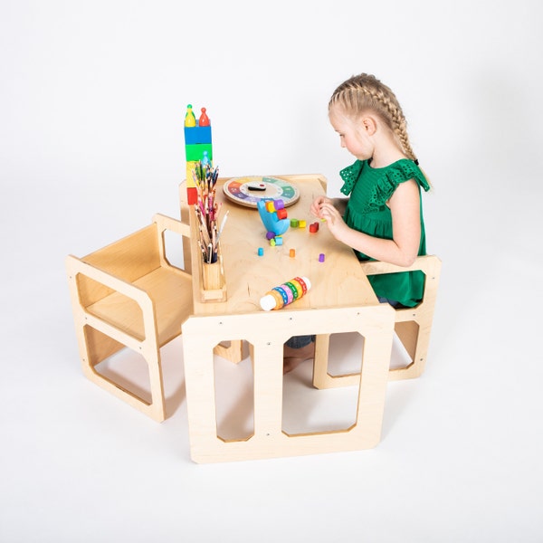 Tavolo Montessori, set da tavolo per bambini Tavolo e sedie per lo svezzamento Mobili Montessori Mobili per bambini Set da tavolo prescolare SPEDIZIONI IN 1 giorno