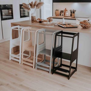 Cooking tower Kitchen tower for Kids step stool, Montessori toddler step stool First birthday gift, Kitchen learning Montessori tower
