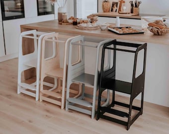 Cooking tower Kitchen tower for Kids step stool, Montessori toddler step stool First birthday gift, Kitchen learning Montessori tower