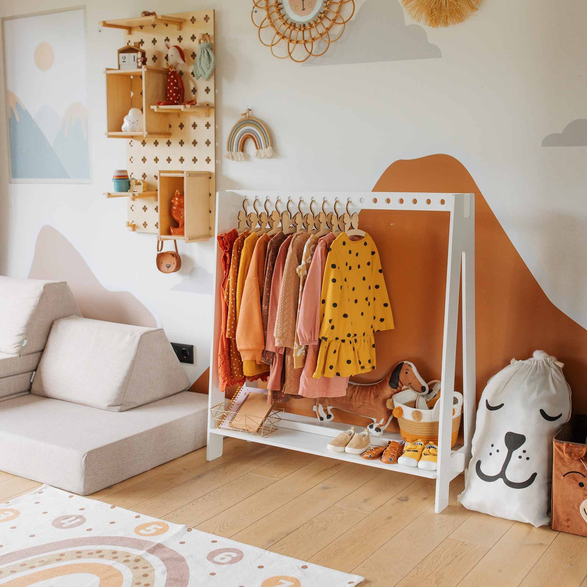 Toddler Clothing Rack for Children, Dress up Rack Hanging Rack, Wood ...