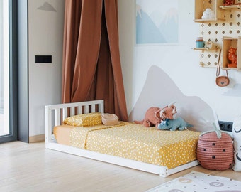 Low bed for kid floor bed Montessori bed Toddler bed Wood floor bed frame Wood bed frame, Tent bed, Child bed Second birthday gift