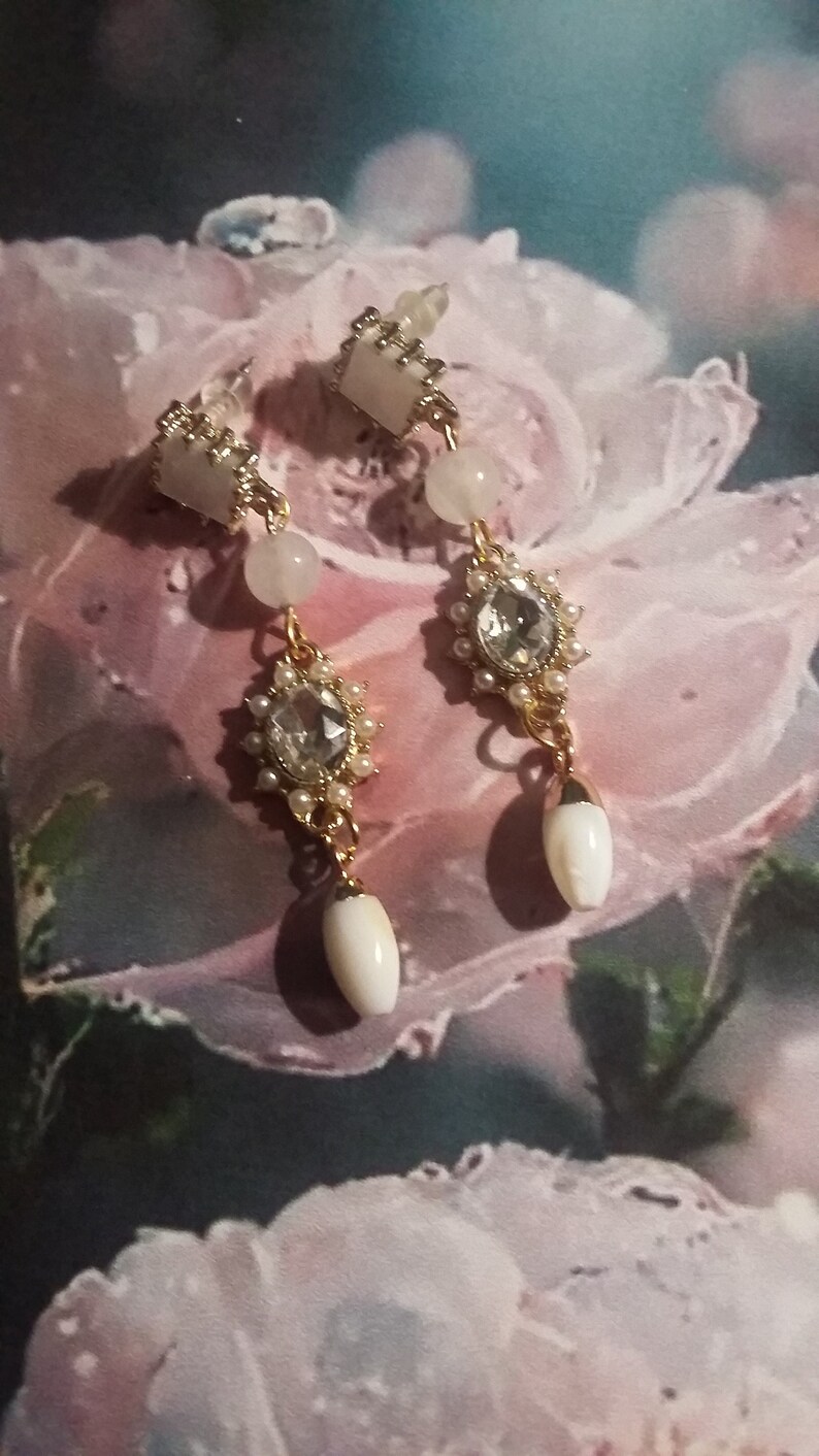 Boucles D'oreilles Cabochon Verre Thème Horloge - Multicolore - Neuf Sans Emballage
