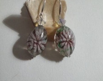 Boucles d'oreilles perles en verre, Boucles d'oreilles fleurs, Fête des mères, Cadeaux, Anniversaire, Cadeaux pour elle