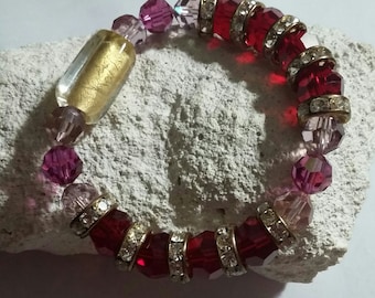 Bracelet perles, Bracelet rouge, rose, Bijoux, Cadeaux pour une occasion, Bijoux femme, Cadeau pour Maman