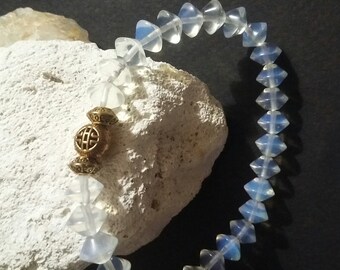 Transparent white glass beads bracelet, Bracelet, Gifts
