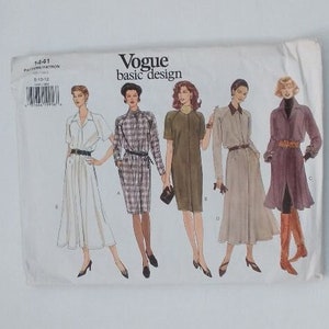 Vogue&#39;s Basic Design Easy Dress Pattern 1173 - Sizes  8, 10, 12  - Uncut  - Loose-Fitting Straight or Flared Dress - Long or Short Sleeves