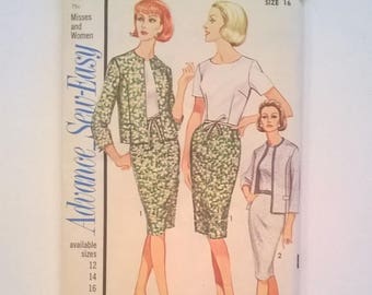 Advance Pattern 3381 - Vintage 1960s Dress and Jacket - Size 16 (Vintage Sizing), Bust 36" - Uncut Sewing Pattern