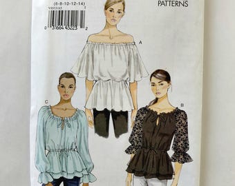 Pullover Top Vogue Pattern 8953,  Misses' Sizes 6, 8, 10, 12, 14,  UNCUT, FF