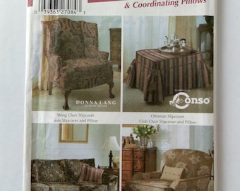 Slipcover Pattern, Simplicity 5383, Chairs, Sofa, Ottoman, Pillow, UNCUT, FF