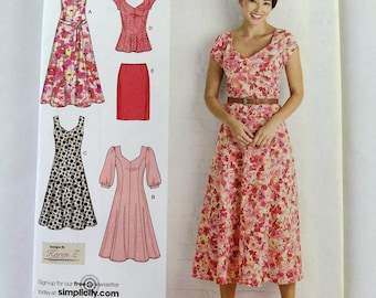 Dress, Top, Skirt Pattern, Simplicity 2917, Misses' Sizes 10-18, Uncut FF